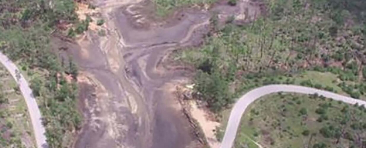 aerial view of TPWD dam landscape